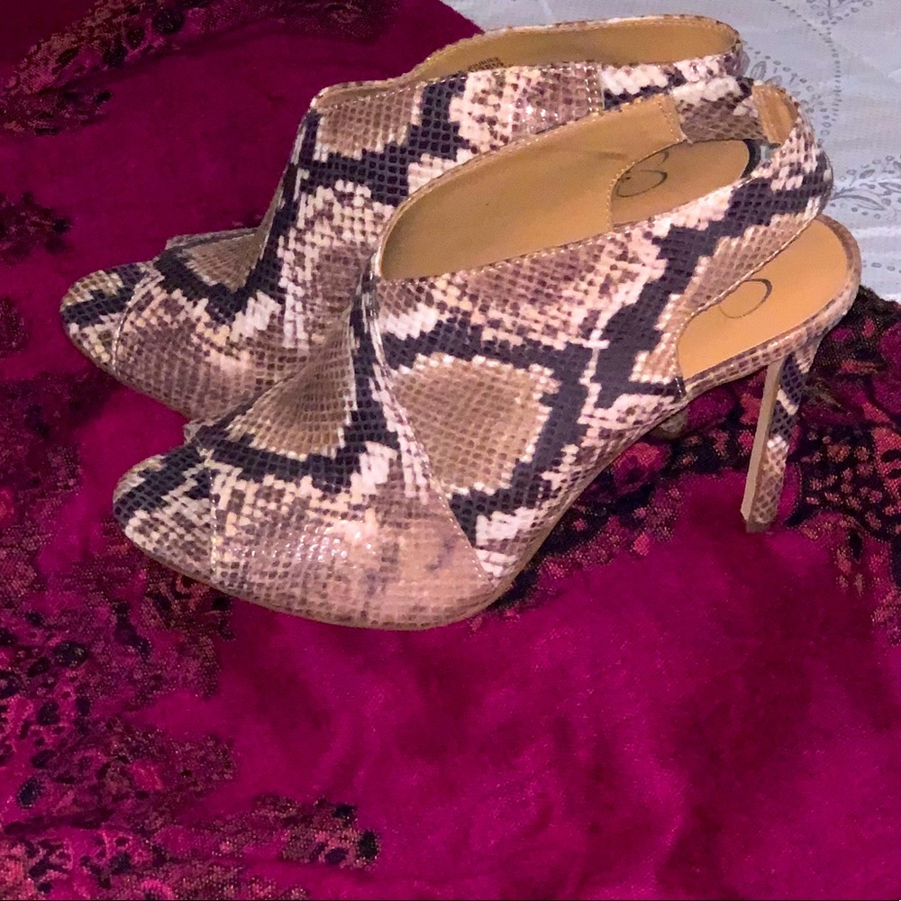Jessica Simpson Snakeskin Slingback Booties